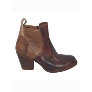 Roan by Bed Stu Brown, Tan & Beige Leather‎ Colorblock Charleston Ankle Boots- 6